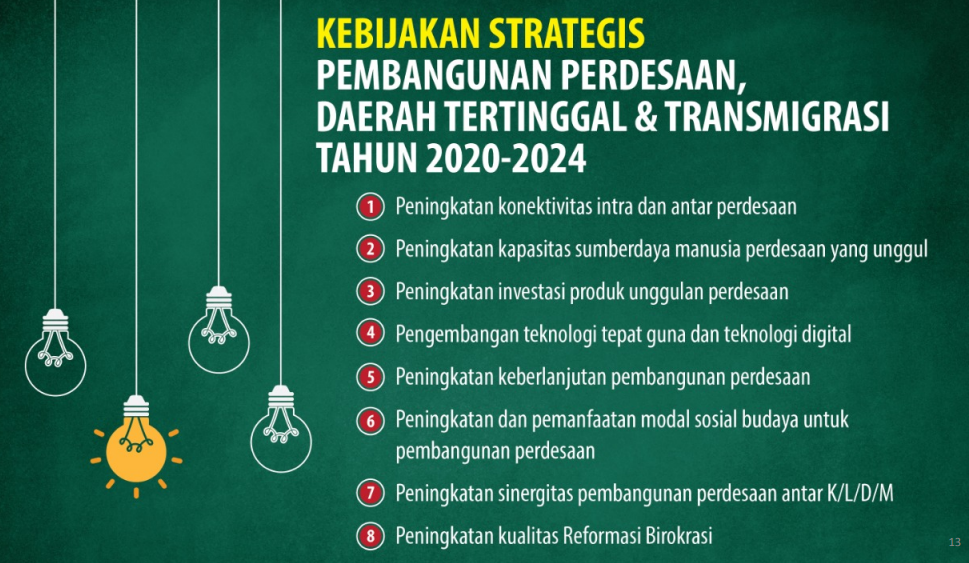 Kebijakan Strategis Pembangunan Perdesaan, Daerah Tertinggal dan Transmigrasi